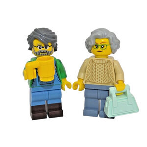 LEGO Grandma & Grandpa Minifigure Pair Elderly Couple Family City Town MOC Gift